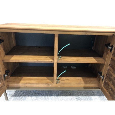 SECONDE MAIN - Buffet en bois de teck recyclé 3 portes