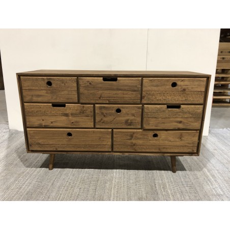 Commode scandi bois marron 8 tiroirs | Second Hand