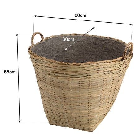 Pot de fleur rond 60x60cm en bambou naturel | Seconde Main