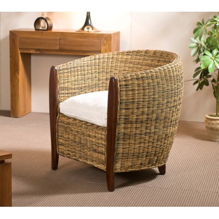 LORINE Rattan Cabriolet Armchair with Cushion