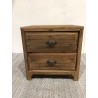 Brown bedside table with 2 drawers, recycled pine | Second Hand Brown bedside table with 2 drawers, recycled pine | Second Hand