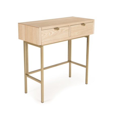LAURA Console Table with 2 Drawers and Gold Metal Legs
