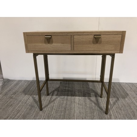 Wooden console table with gold metal legs | Second-hand