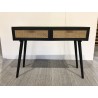 Black wooden console table with 2 drawers and cane detailing | Second-hand Black wooden console table with 2 drawers and cane detailing | Second-hand