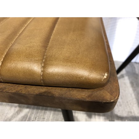 Set of 2 mango wood chairs with padded leather seat and rattan backrest | Second Hand