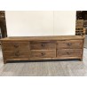 Brown TV cabinet with 6 drawers, recycled pine wood | Second Hand Brown TV cabinet with 6 drawers, recycled pine wood | Second Hand