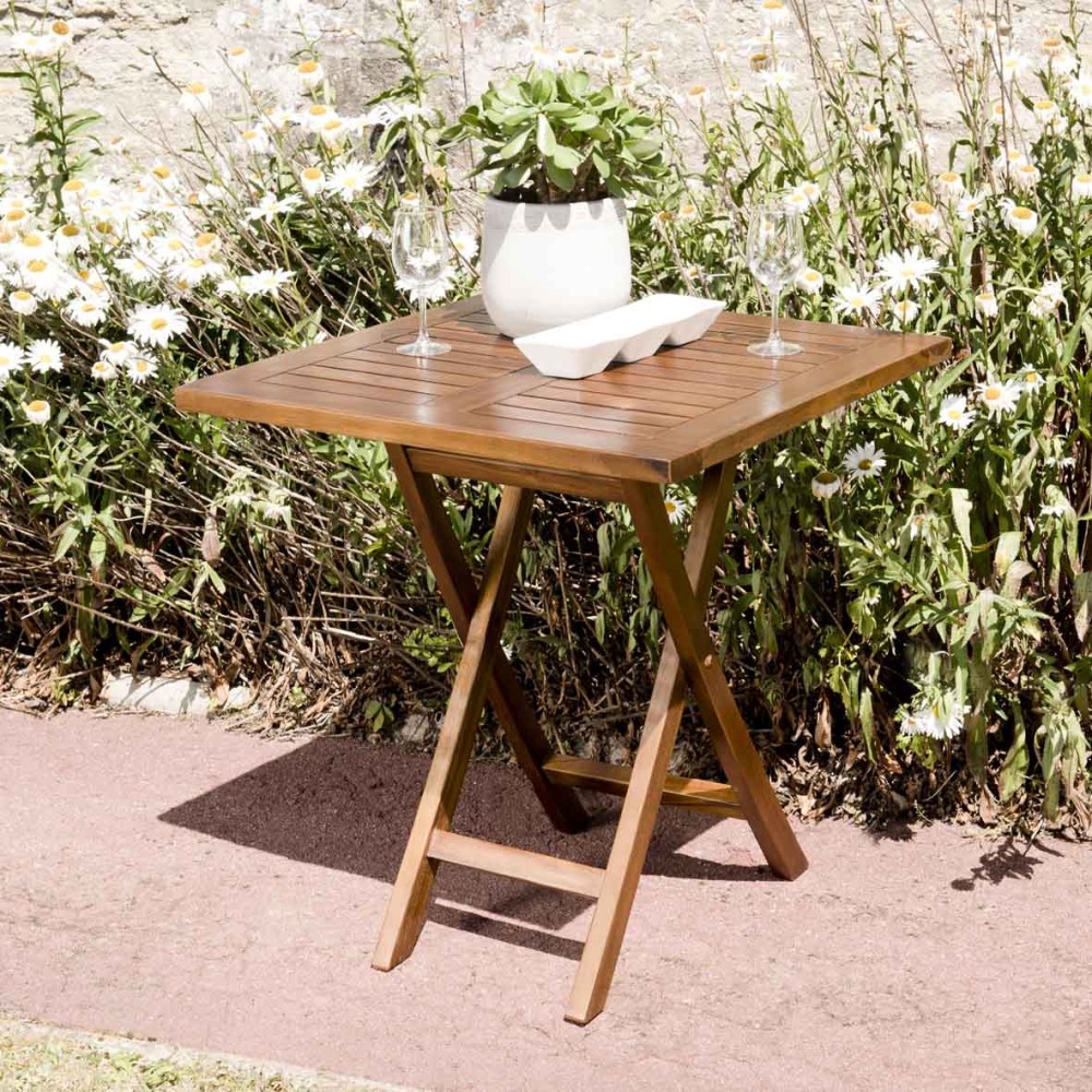 MAEVA Garden Table for 2 People - Teak Wood - 70 x 70 cm MAEVA Garden Table for 2 People - Teak Wood - 70 x 70 cm