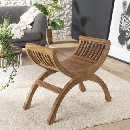 Stool / Yuyu 1 seat brown teak wood | Seconde Main