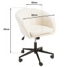 Chaise de bureau à roulettes en tissu écru dossier arrondi | Collection Mina