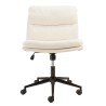 Office chair with castors in ecru fabric with square backrest | Mina Collection