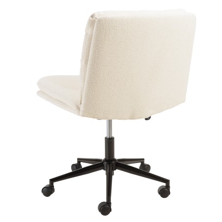 Office chair with castors in ecru fabric with square backrest | Mina Collection