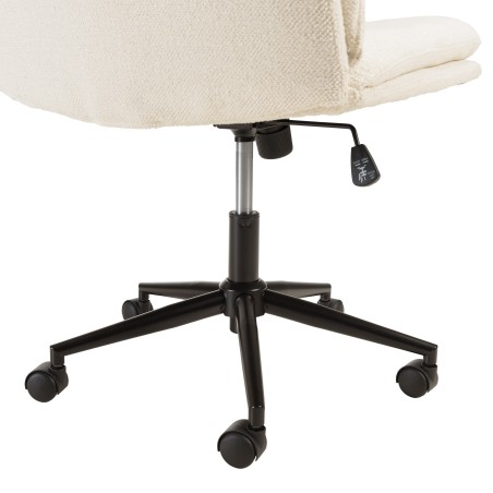 Office chair with castors in ecru fabric with square backrest | Mina Collection