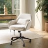 Beige fabric office chair with square backrest and castors | Mina Collection
