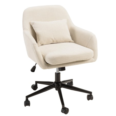 Beige fabric office chair with square backrest and castors | Mina Collection