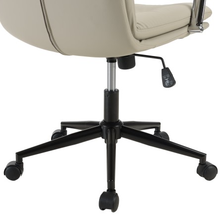 Beige padded leather office chair with square backrest and castors | Mina Collection