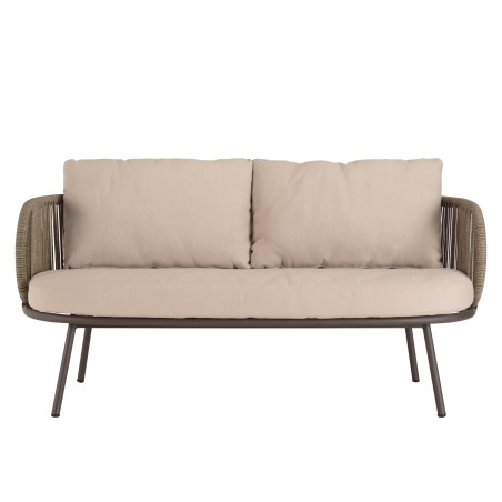 Salon de jardin 4 places en acier et cordage synthétique taupe | Vick