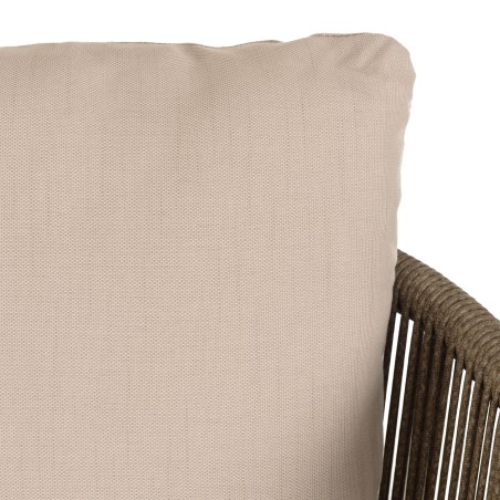 4-seater garden furniture set in steel and taupe synthetic rope | Vick