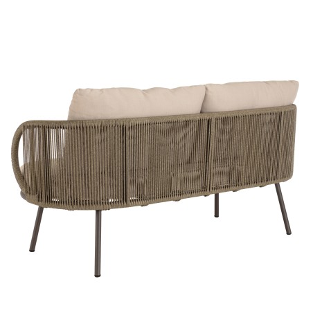 4-seater garden furniture set in steel and taupe synthetic rope | Vick