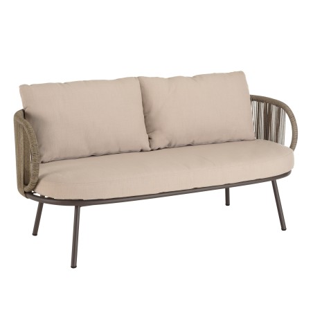 Salon de jardin 4 places en acier et cordage synthétique taupe | Vick