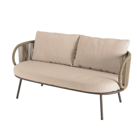 Salon de jardin 4 places en acier et cordage synthétique taupe | Vick