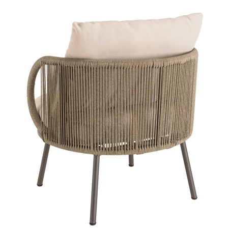 4-seater garden furniture set in steel and taupe synthetic rope | Vick