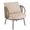 4-seater garden furniture set in steel and taupe synthetic rope | Vick