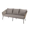 5-seater garden furniture set in steel, taupe synthetic rope, oiled acacia | Vick