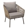 5-seater garden furniture set in steel, taupe synthetic rope, oiled acacia | Vick