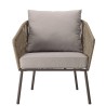 5-seater garden furniture set in steel, taupe synthetic rope, oiled acacia | Vick