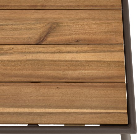 Salon de jardin 5 places acier, cordage synth. taupe, acacia huilé | Vick