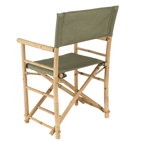 Set de 2 fauteuils pliants bambou et tissu vert  | Meubles Macabane