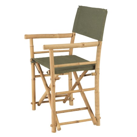 Set of 2 folding chairs in bamboo and green fabric | Macabane Furniture