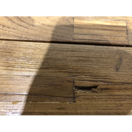 Table à manger jardin 220cm bois teck recyclé pieds tréteaux | SECONDE VIE