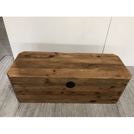 SECOND HAND - Brown storage chest, recycled pine with black metal handles