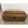 SECOND HAND - Brown storage chest, recycled pine with black metal handles