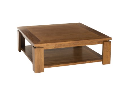 Table basse carrée marron teck 90x90cm
