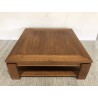 SECOND HAND - Square brown coffee table with shelf, 90x90cm, Mindi wood