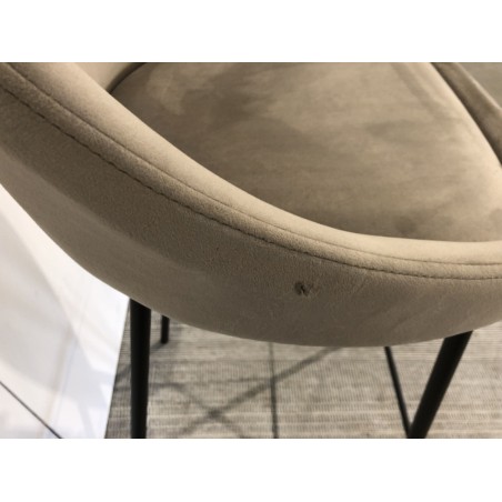 SECONDE MAIN - Lot de 2 tabourets de bar velours chamois hauteur d'assise 80cm