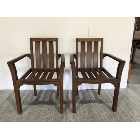 Lot de 2 fauteuils empilables mh en bois Teck huilé | Seconde vie