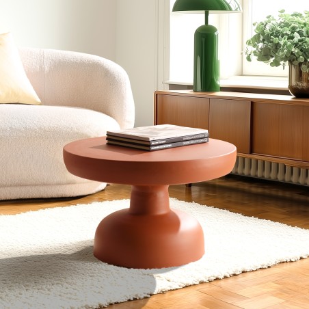 60cm round coffee table in matt brown iron | Hortense