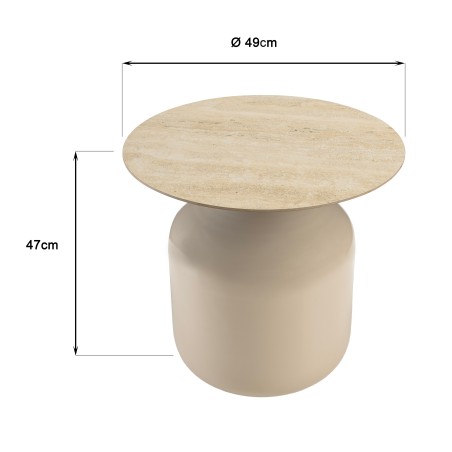 Table d'appoint plateau carreaux vitrifiés pied en fer beige | Collection Hortense