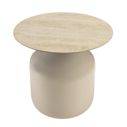 Side table with glazed tile top and beige iron legs | Hortense Collection