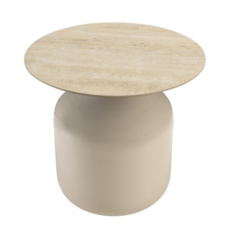 Table d'appoint plateau carreaux vitrifiés pied en fer beige | Collection Hortense
