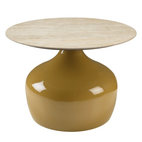 60cm coffee table with glazed tile top and camel-coloured iron legs | Hortense Collection