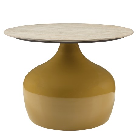 60cm coffee table with glazed tile top and camel-coloured iron legs | Hortense Collection