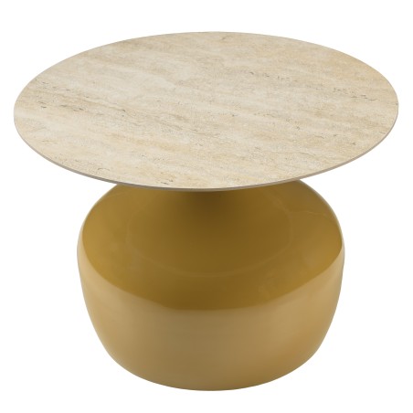 Table basse 60cm plateau carreaux vitrifiés pied fer camel | Collection Hortense