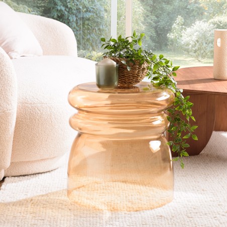 Light brown smoked glass designer side table | Hortense Collection