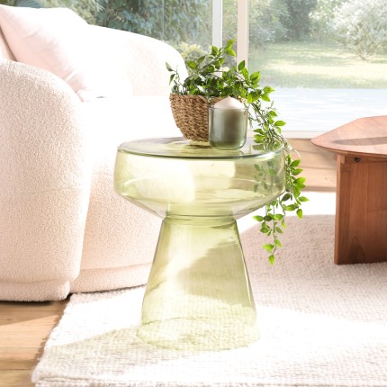 Table d'appoint design en verre transparent couleur vert | Collection Hortense