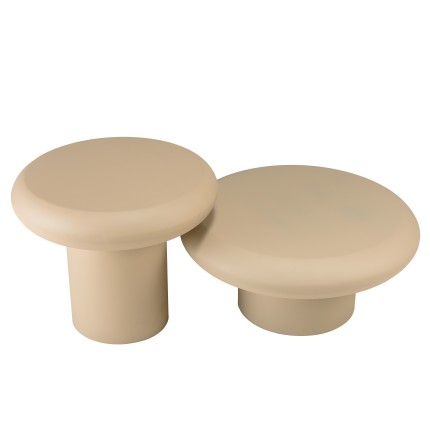 Set de 2 tables basses forme champignon en fer beige mat | Collection Hortense