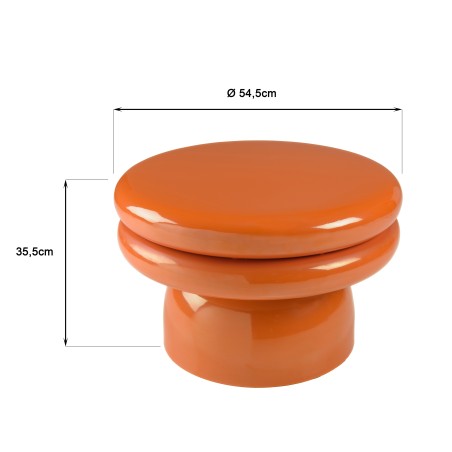 Designer side table in fluorescent orange iron | Hortense Collection